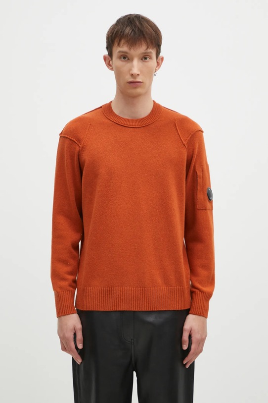 Вовняний светр C.P. Company Lambswool GRS Crew Neck Kinit тонкий помаранчевий 17CMKN047A110149A