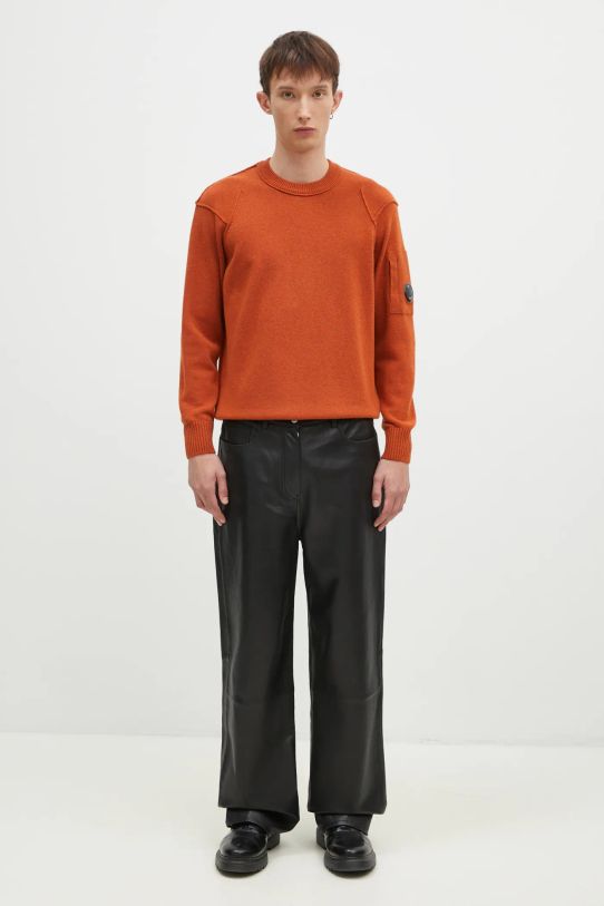 Vlněný svetr C.P. Company Lambswool GRS Crew Neck Kinit 17CMKN047A110149A oranžová