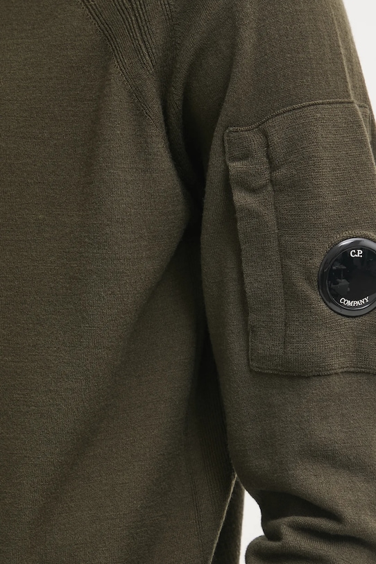 Вовняний светр C.P. Company Extra Fine Merino Wool Half Zipped Knit 17CMKN193A005528A зелений