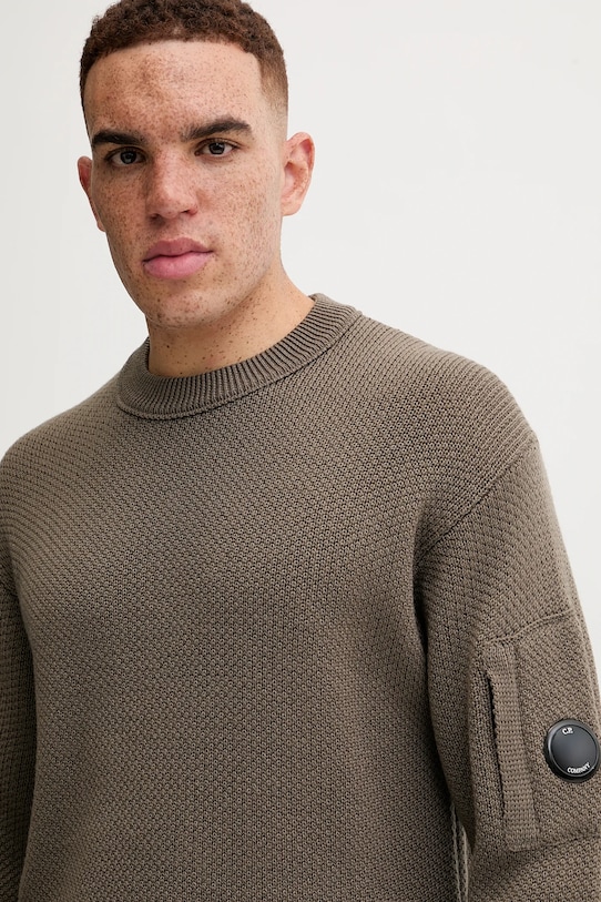 Μάλλινο πουλόβερ C.P. Company Knitwear Crew Neck In Re-Wool καφέ 17CMKN228A006595A