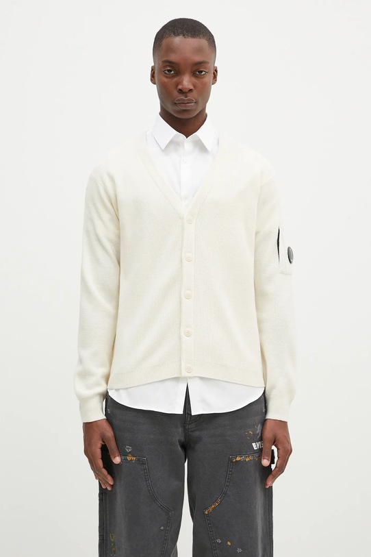 Μάλλινη ζακέτα C.P. Company Knitwear Cardigan In Re-Wool μαλλί μπεζ 17CMKN253A006595A