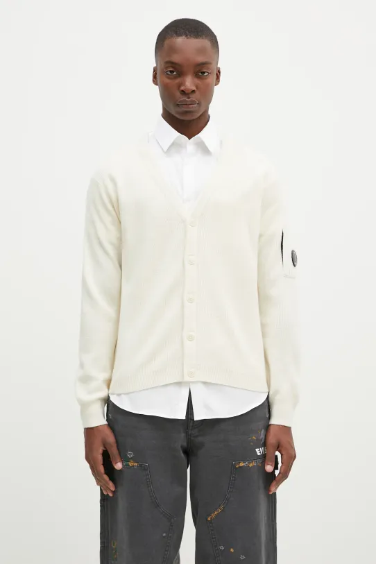 Вовняний кардиган C.P. Company Knitwear Cardigan In Re-Wool вовна бежевий 17CMKN253A006595A