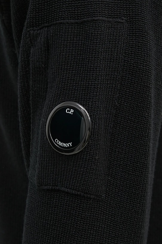 C.P. Company kardigan wełniany Knitwear Cardigan In Re-Wool czarny 17CMKN253A006595A