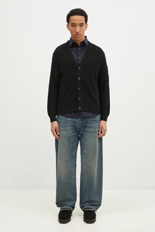 Vuneni kardigan C.P. Company Knitwear Cardigan In Re-Wool 17CMKN253A006595A crna