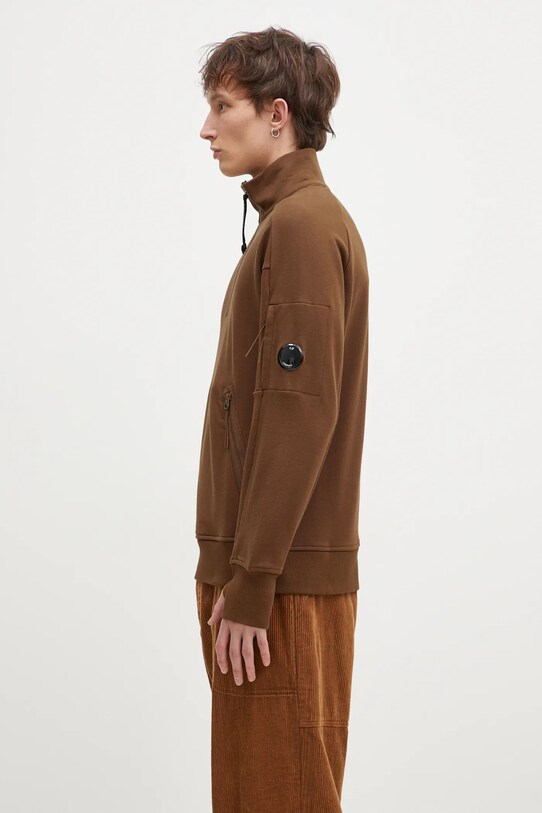 C.P. Company felpa in cotone Diagonal Raised Fleece Half Zipped Sweatshirt 17CMSS027A005086W arancione AW24