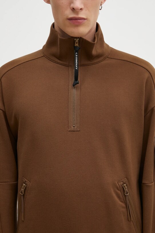 C.P. Company felpa in cotone Diagonal Raised Fleece Half Zipped Sweatshirt arancione 17CMSS027A005086W