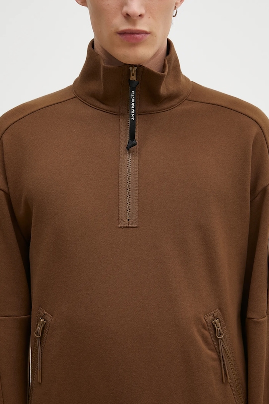 Бавовняна кофта C.P. Company Diagonal Raised Fleece Half Zipped Sweatshirt помаранчевий 17CMSS027A005086W