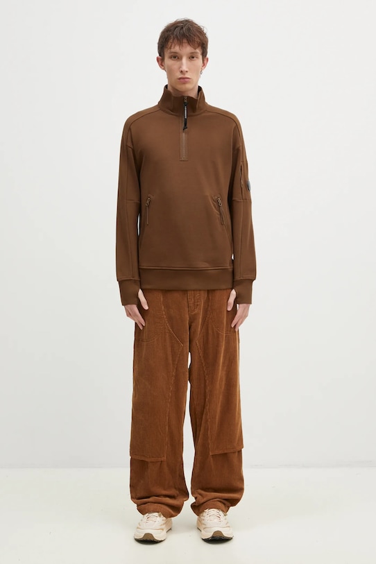 Бавовняна кофта C.P. Company Diagonal Raised Fleece Half Zipped Sweatshirt 17CMSS027A005086W помаранчевий