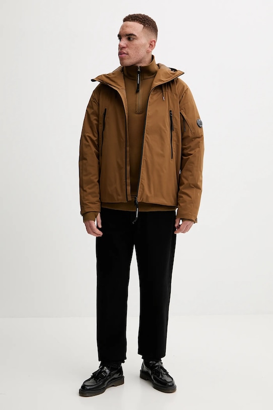 C.P. Company felpa in cotone Diagonal Raised Fleece Half Zipped Sweatshirt 17CMSS027A005086W marrone AW24