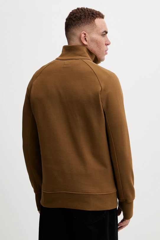 Abbigliamento C.P. Company felpa in cotone Diagonal Raised Fleece Half Zipped Sweatshirt 17CMSS027A005086W marrone