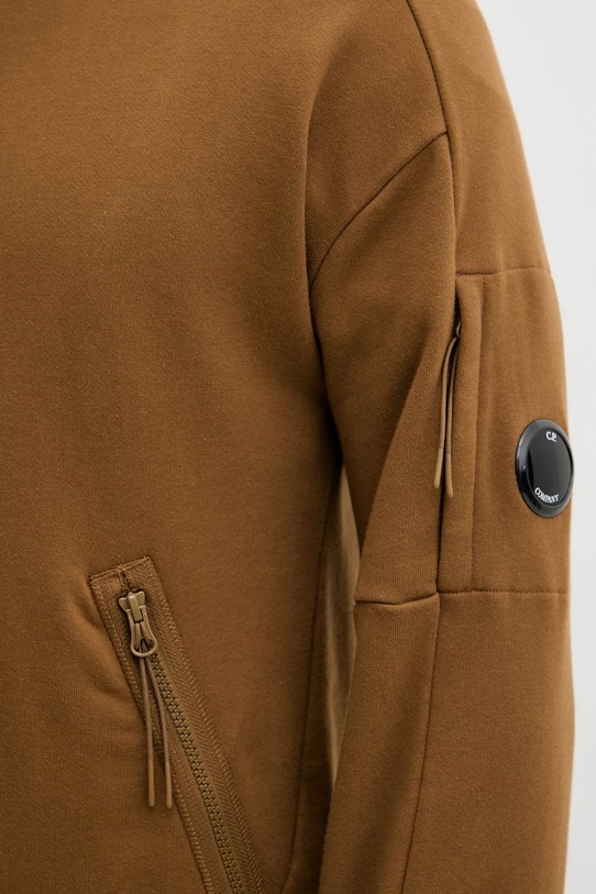 C.P. Company felpa in cotone Diagonal Raised Fleece Half Zipped Sweatshirt 17CMSS027A005086W marrone