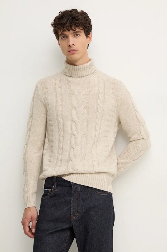 Hackett London pulover de lana bej HM703217