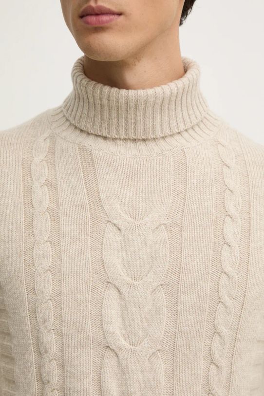 Vlněný svetr Hackett London HM703217 béžová