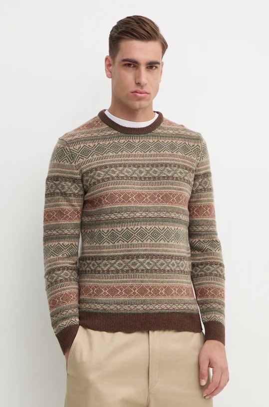 Vlnený sveter Hackett London vlna béžová HM703221