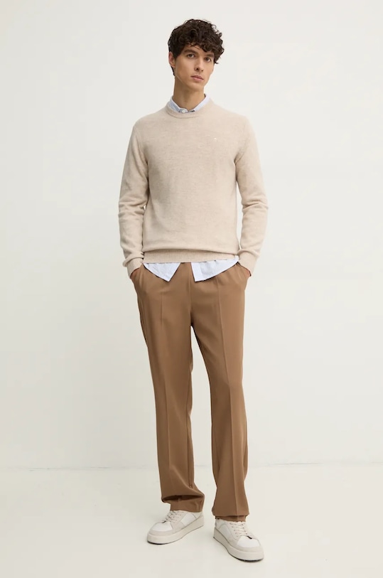 Μάλλινο πουλόβερ Hackett London HM703237 μπεζ AW24