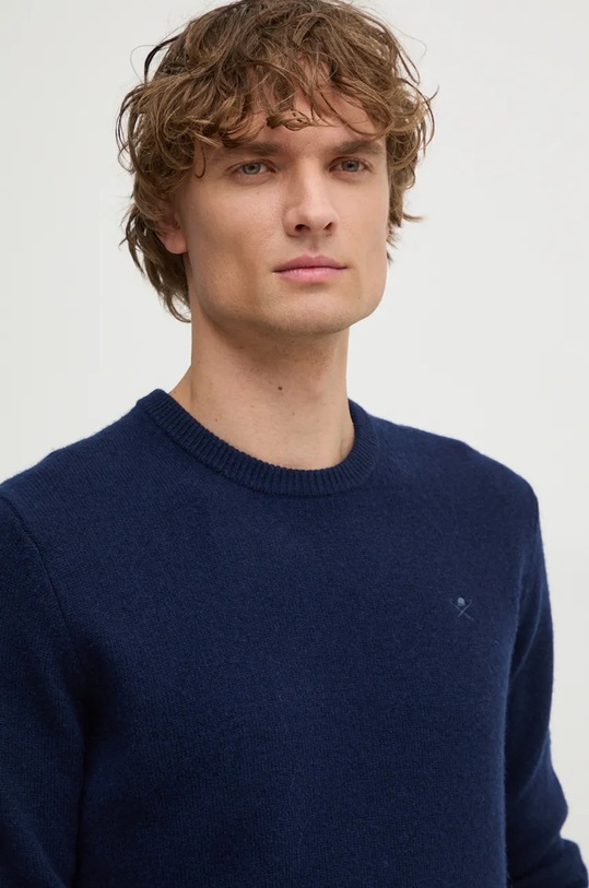 Vlnený sveter Hackett London tmavomodrá HM703237