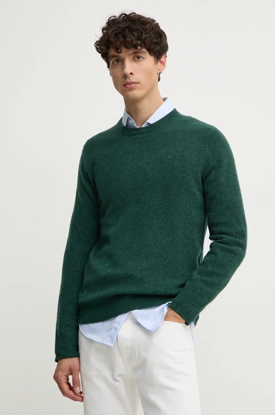 Шерстяной свитер Hackett London шерсть зелёный HM703237