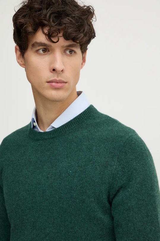Шерстяной свитер Hackett London зелёный HM703237