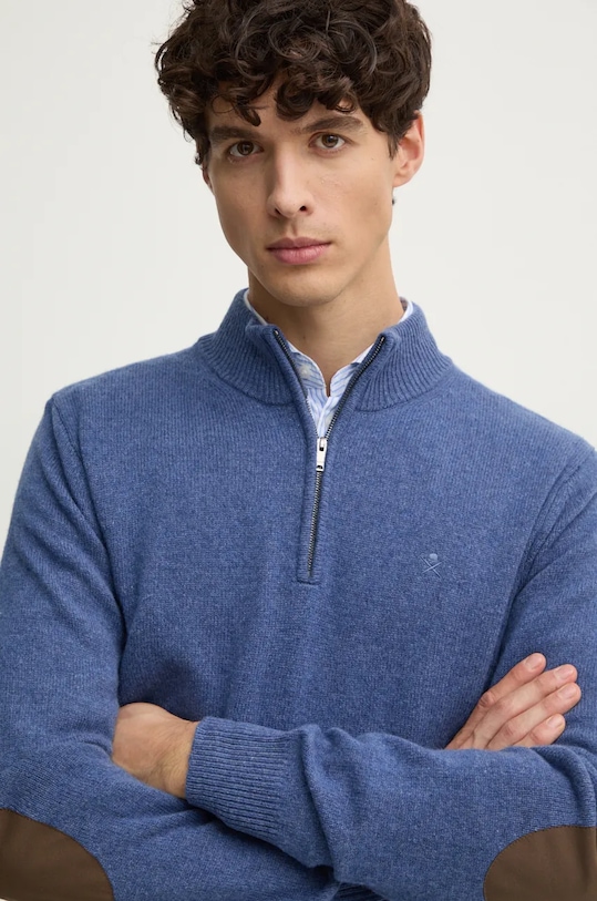 Vlněný svetr Hackett London fialová HM703239