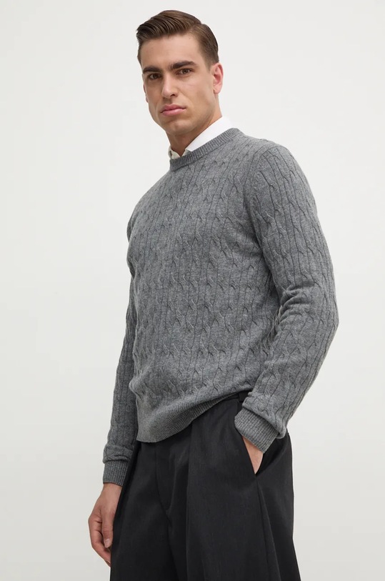 Hackett London pulover de lana grosime medie gri HM703241