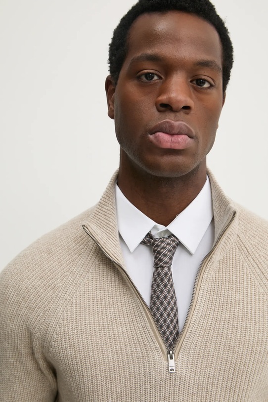 Μάλλινο πουλόβερ Hackett London HM703243 μπεζ