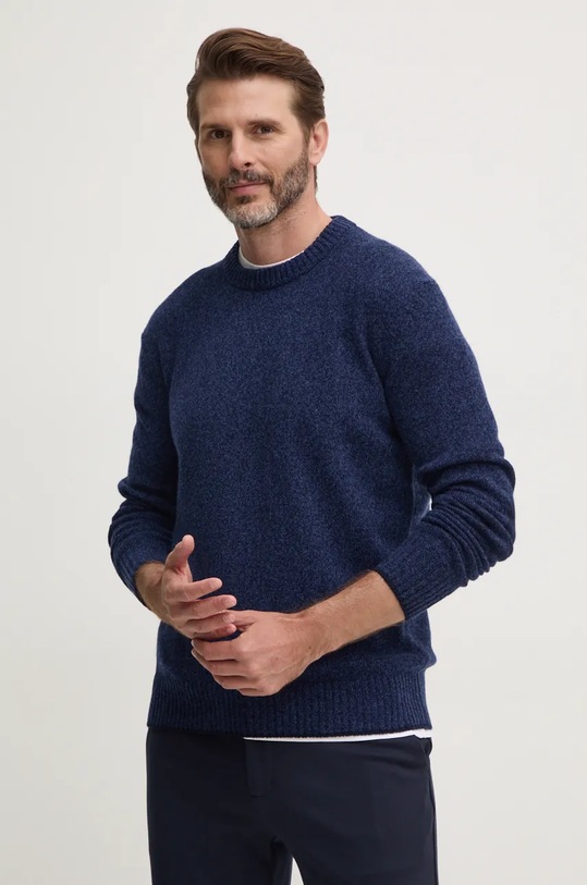 Hackett London maglione in lana melange blu navy HM703251