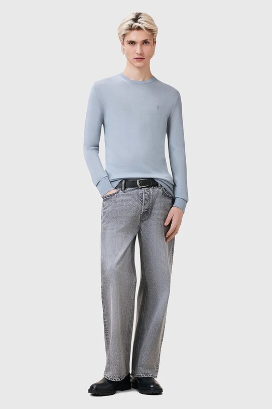 AllSaints sweter wełniany MODE M002KZ niebieski