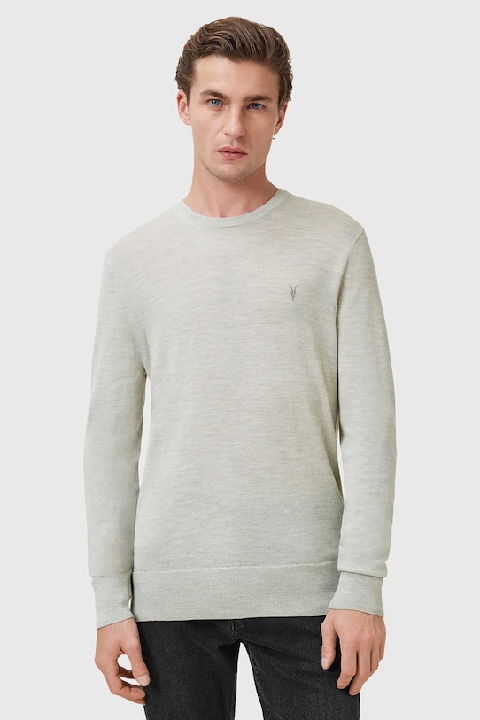 Vlněný svetr AllSaints MODE kulatý zelená M002KZ