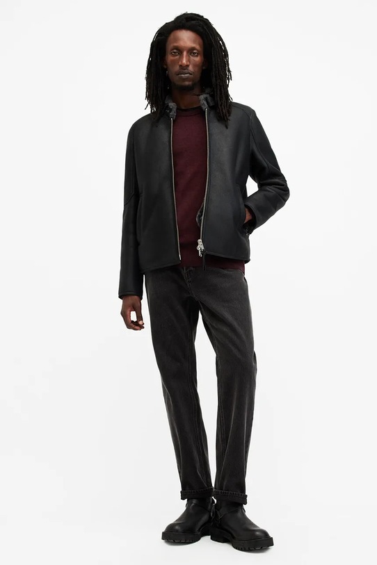 AllSaints sweter wełniany MODE M002KZ bordowy