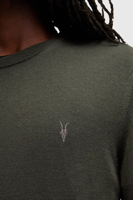 AllSaints sweter wełniany MODE M002KZ zielony AW25