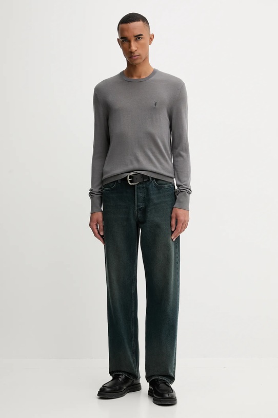 AllSaints sweter wełniany MODE M002KZ szary AW25