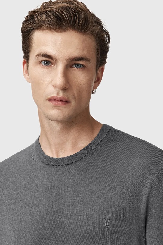Вълнен пуловер AllSaints MODE M002KZ сив SS25