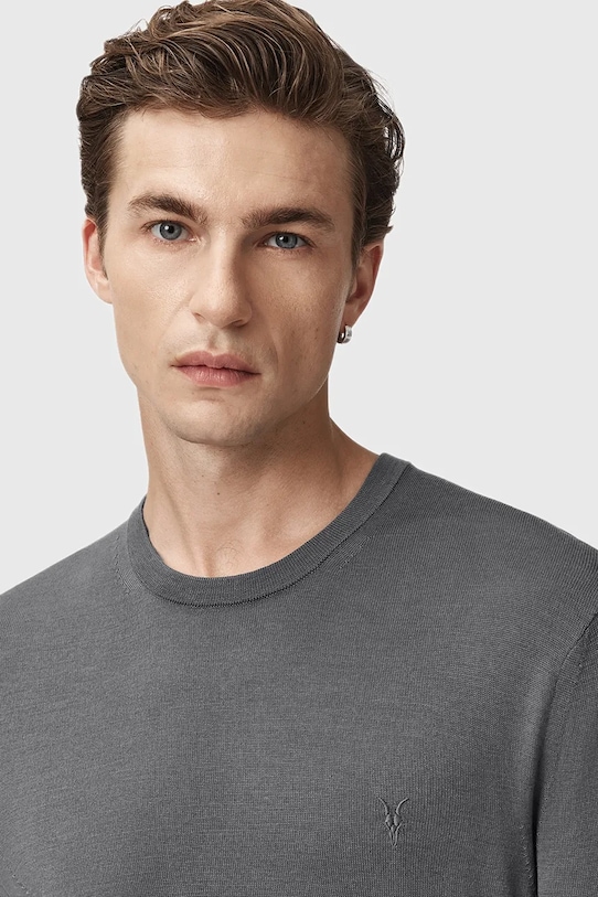 Шерстяной свитер AllSaints MODE M002KZ серый AW25