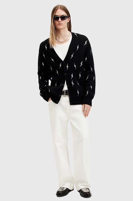 AllSaints kardigan z wełną ZAP czarny M018KB