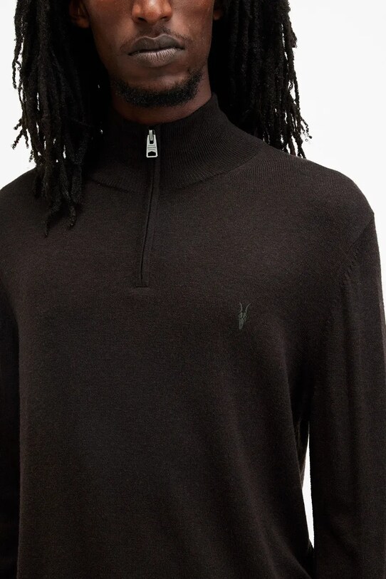 Шерстяной свитер AllSaints KILBURN ZIP FUNNEL M082KB коричневый AW24