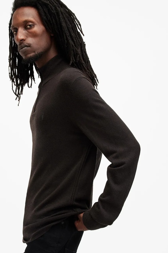 Îmbrăcăminte AllSaints pulover de lana KILBURN ZIP FUNNEL M082KB maro