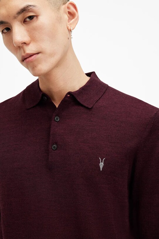 AllSaints gyapjú pulóver MODE MERINO M085KB piros AW24