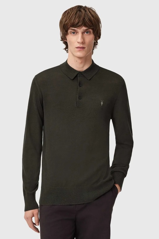 AllSaints sweter wełniany MODE MERINO wełna brązowy M085KB