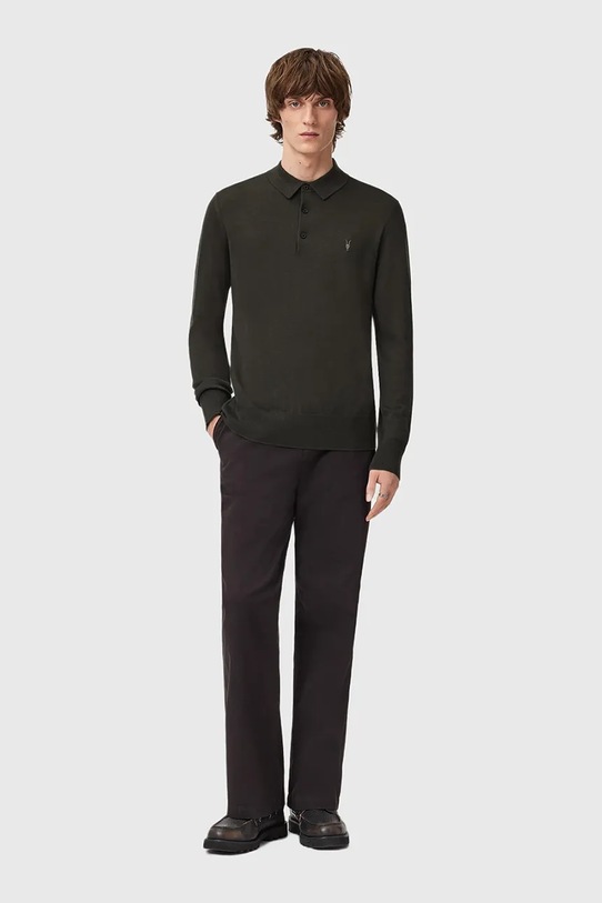 AllSaints sweter wełniany MODE MERINO M085KB brązowy