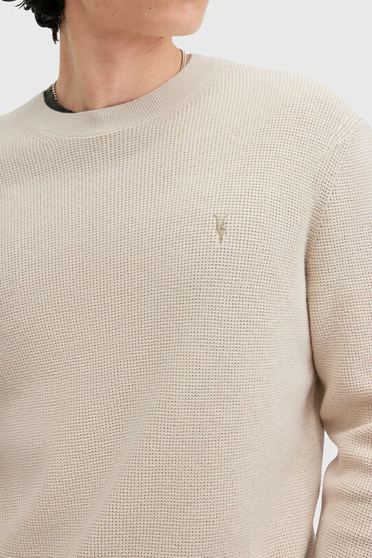 AllSaints sweter z domieszką wełny ASPEN CREW M089KB beżowy AW25