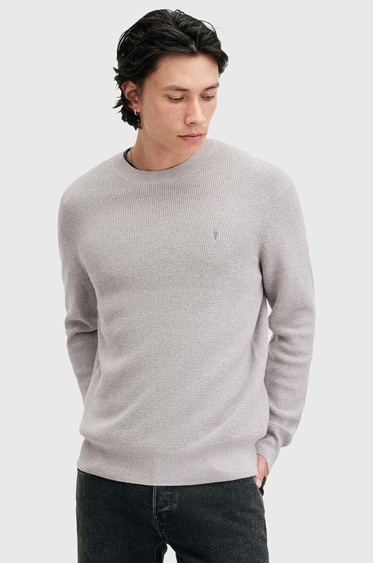 AllSaints sweter ASPEN CREW okrągły szary M089KB