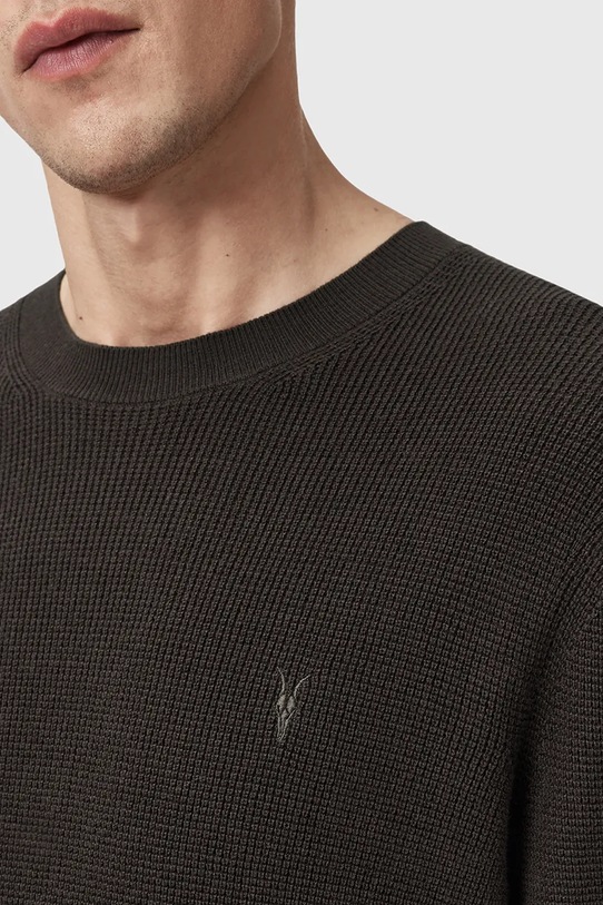 AllSaints sweter z domieszką wełny ASPEN CREW M089KB brązowy AW25