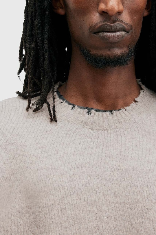 AllSaints sweter z wełną LUKA CREW M093KB beżowy AW24