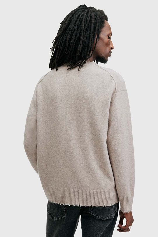 AllSaints sweter z wełną LUKA CREW M093KB beżowy