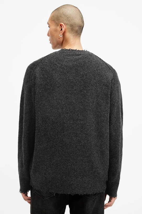 AllSaints sweter z wełną LUKA CREW M093KB czarny