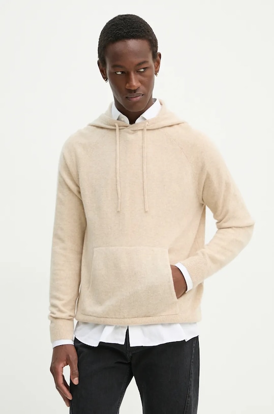 FROM FUTURE sweter kaszmirowy okrągły beżowy MPH00493