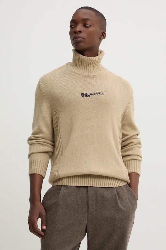 Karl Lagerfeld Jeans pulover de lana subtiri bej 246D2000