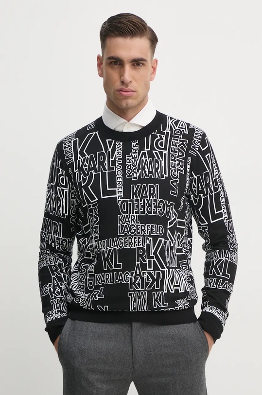 Памучен пуловер Karl Lagerfeld памук черен 541306.655091