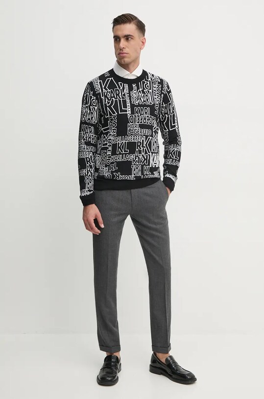 Памучен пуловер Karl Lagerfeld 541306.655091 черен AW24