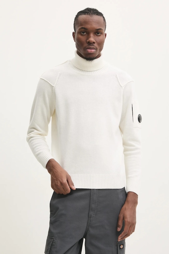 C.P. Company maglione in lana scollo a colletto alto beige 17CMKN142A110149A